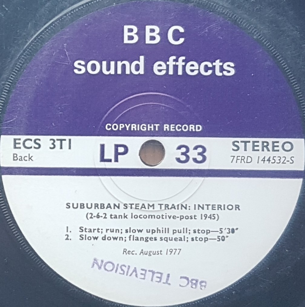 ECS 3T1 Suburban steam train: Interior (2-6-2 tank locomotive-post 1945) Not registered from the BBC records and Tapes library Label